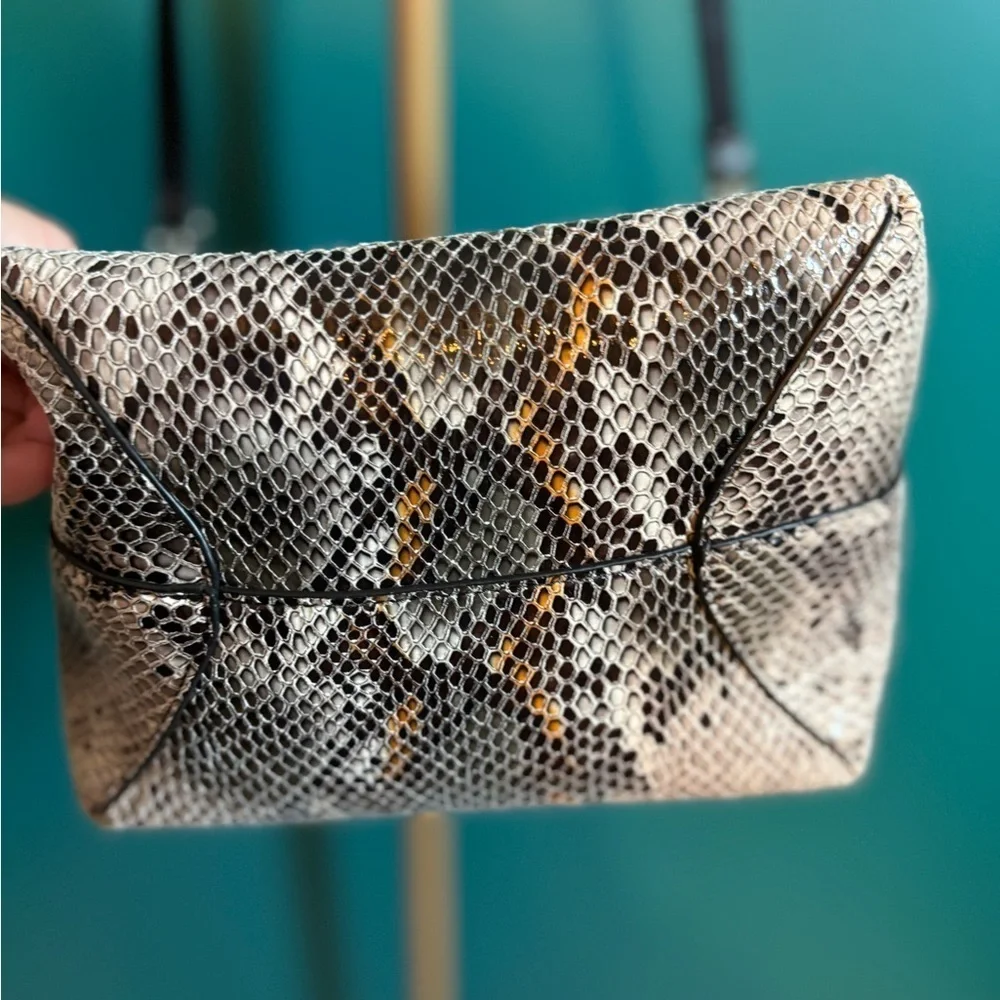Calvin Klein Gray and Black Snakeskin Tote with Structured Design